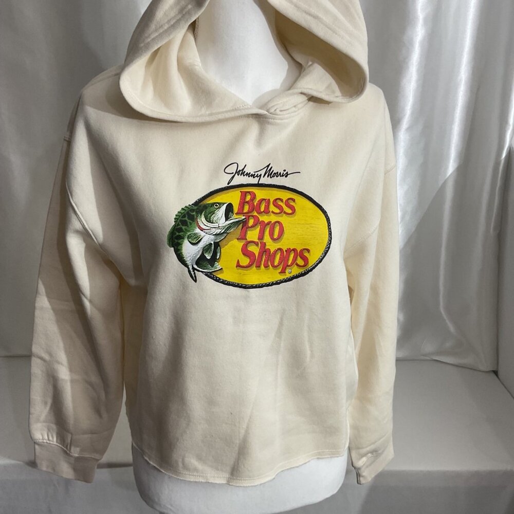 Johnny Morris Bass Pro Shops Logo Hoodie S/P Cream Cotton Blend